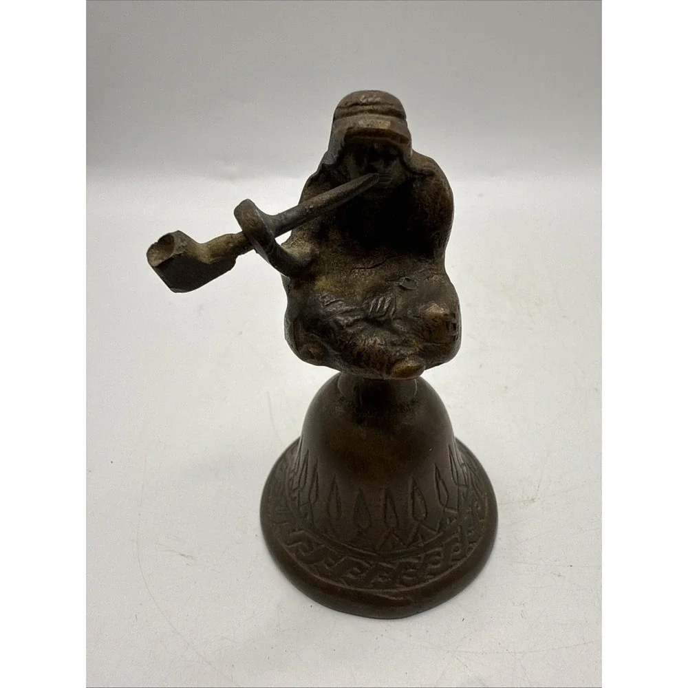 Vintage Antique Brass‎ Bell Monk Smoking Pipe RARE